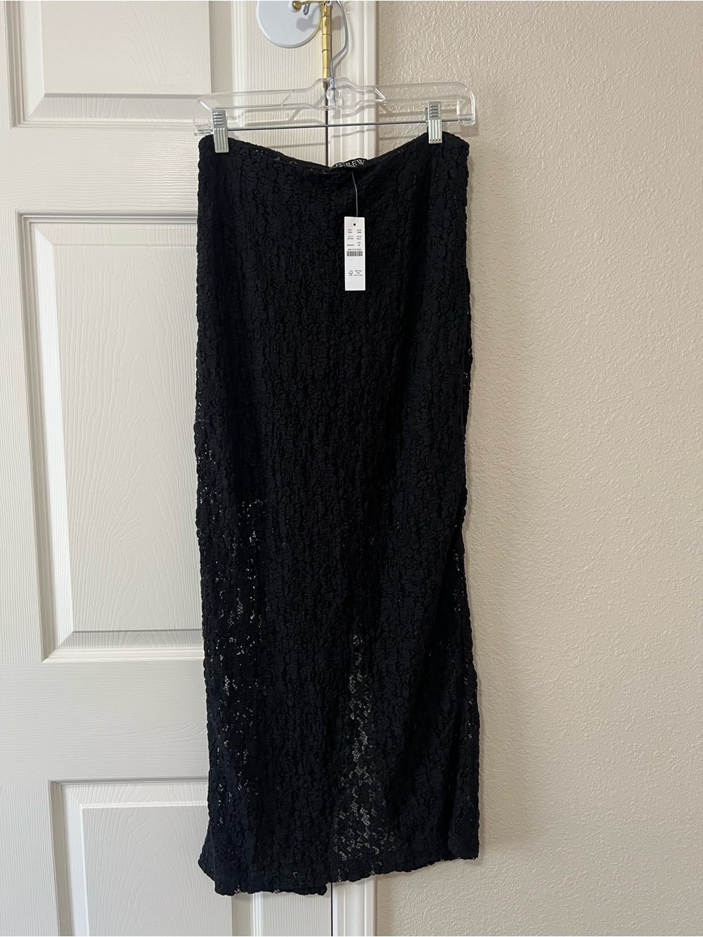 J.Crew Black Lace Maxi Skirt Sheer Slit NWT Size Medium CF764